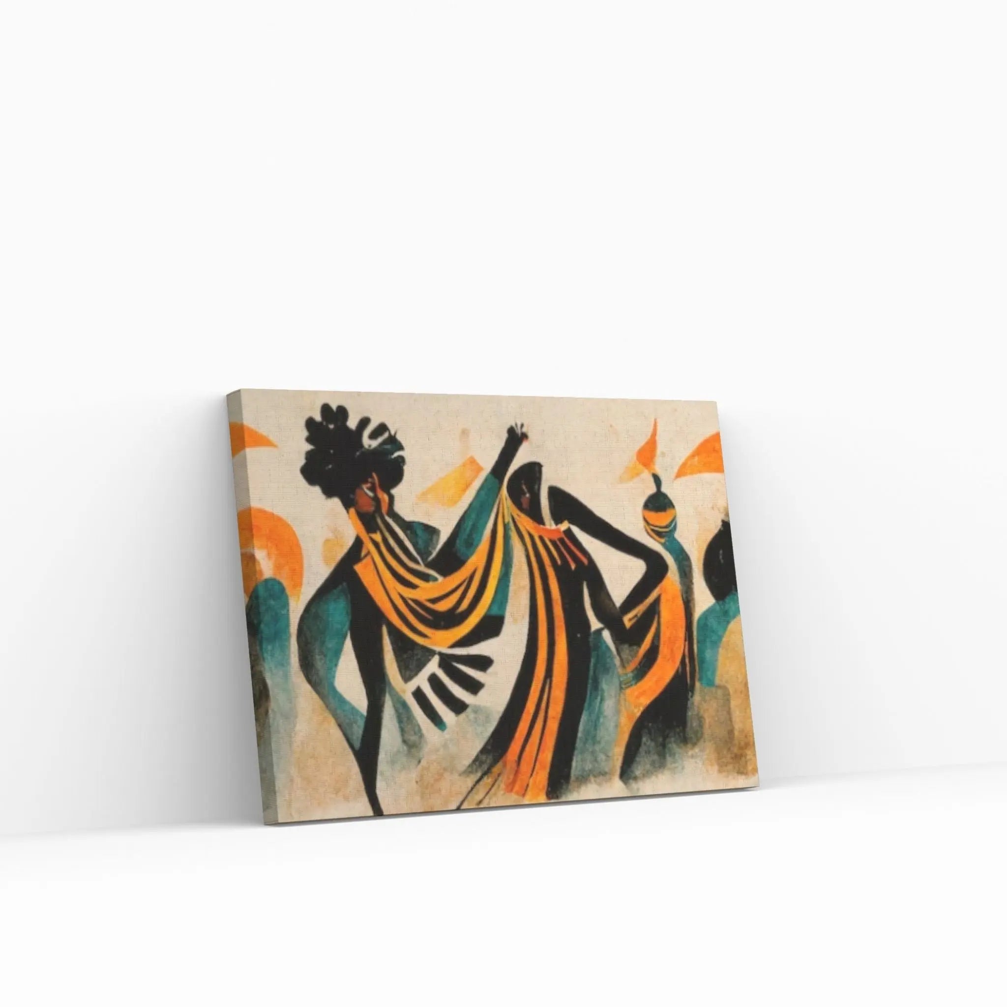 Modern African Canvas Wall Art - Colorful and Abstract Dancing People - Y Canvas