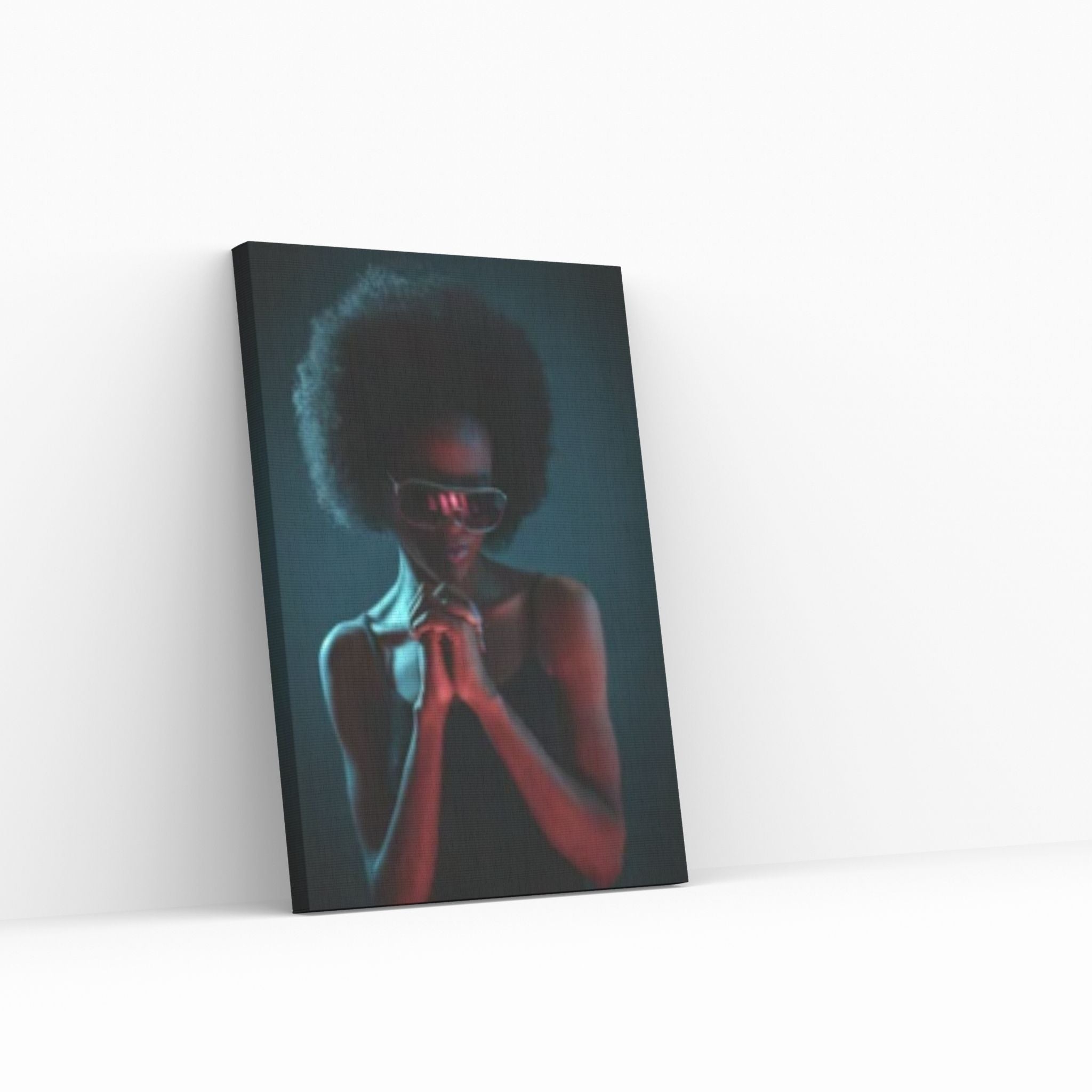 African Black Woman Portrait, Colorful Afro Art, African Woman Makeup Wall Art - Y Canvas