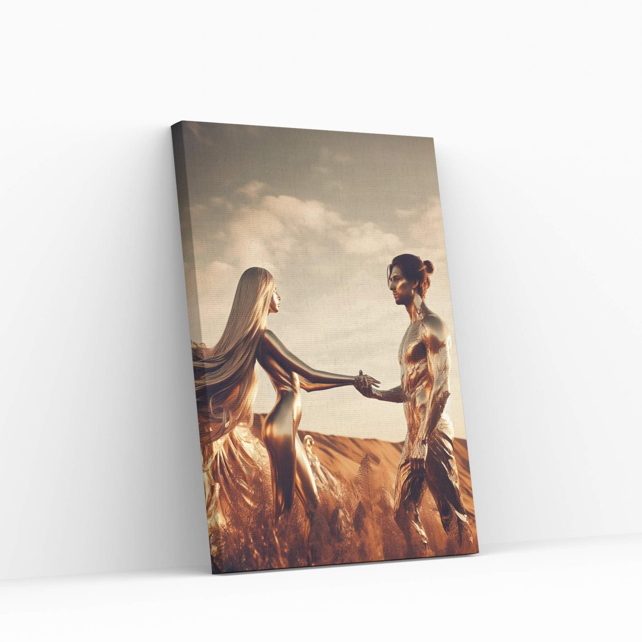 Metalic Love Man and Woman Canvas Wall Art - Y Canvas