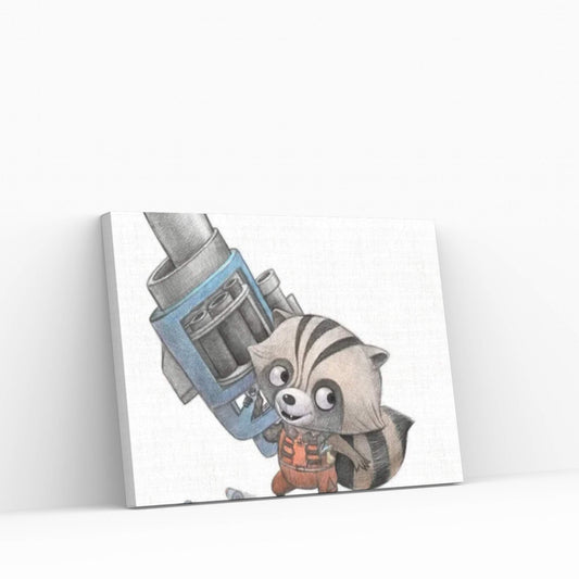 Baby Rocket Raccoon Canvas Wall Art - Y Canvas