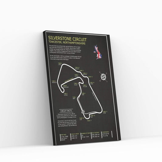 SIlverstone Circuit Black Canvas Wall Art - Y Canvas