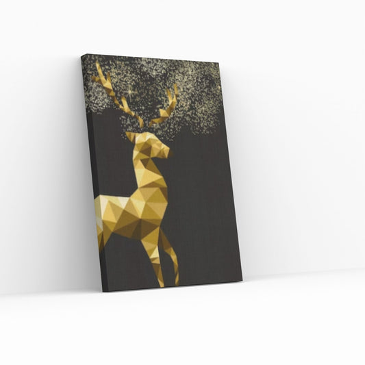 Gold Effect Abstract Deer Oil Painting on Canvas, Original and Stag Canvas Wall Art, Modern Animal Painting - Y Canvas