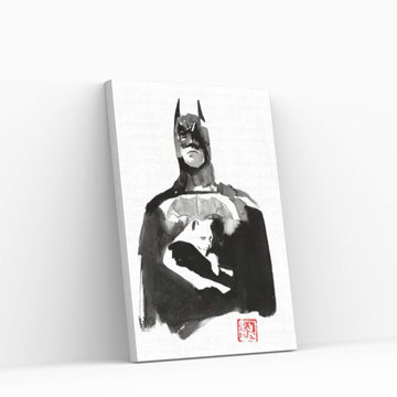 Batman With His Cat Canvas Wall Art - Y Canvas