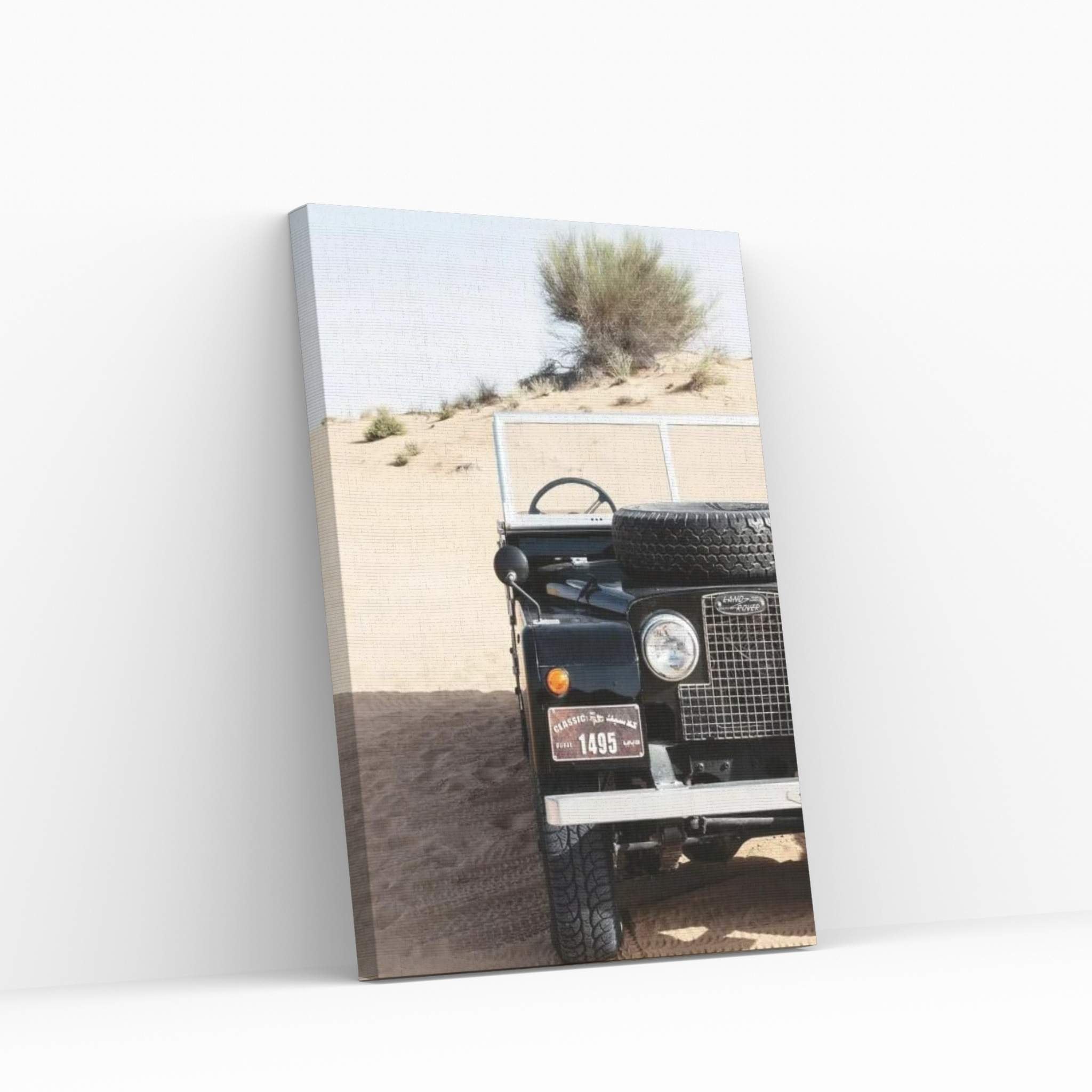 Dubai UAE - Vintage Black Land Rover Canvas Wall Art - Y Canvas