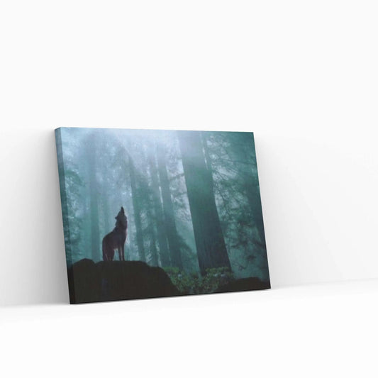 American Indian Art Canvas-Wolf Howl in Forest Animal Art Poster Canvas/Printed Picture Wall Art Print - Y Canvas