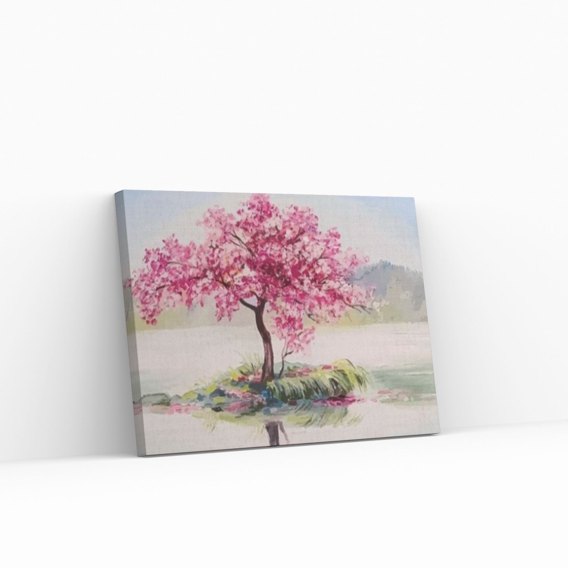 Pink Tree Painting Print, View Wall Print, Pink Tree Wall Art living room decor - Y Canvas