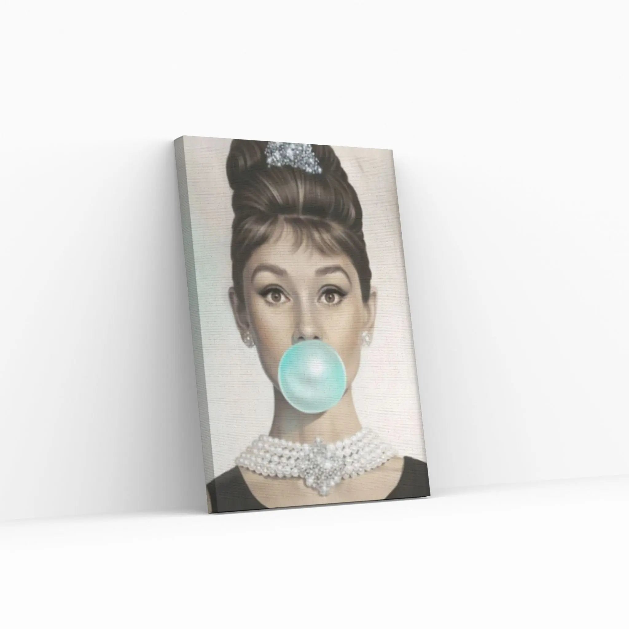 Audrey Hepburn Gum Canvas Print Breakfast at Tiffany's Wall Colored Pop Art - Y Canvas