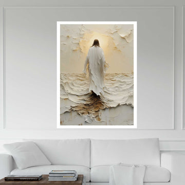 Jesus Walks on Water Christ and Cross Canvas Wall Art