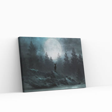 Sea At Night Vintage Canvas Wall Art Painting - Seascape Oil Canvas Painting - Sea Under Night Moonlight Art Print - Y Canvas