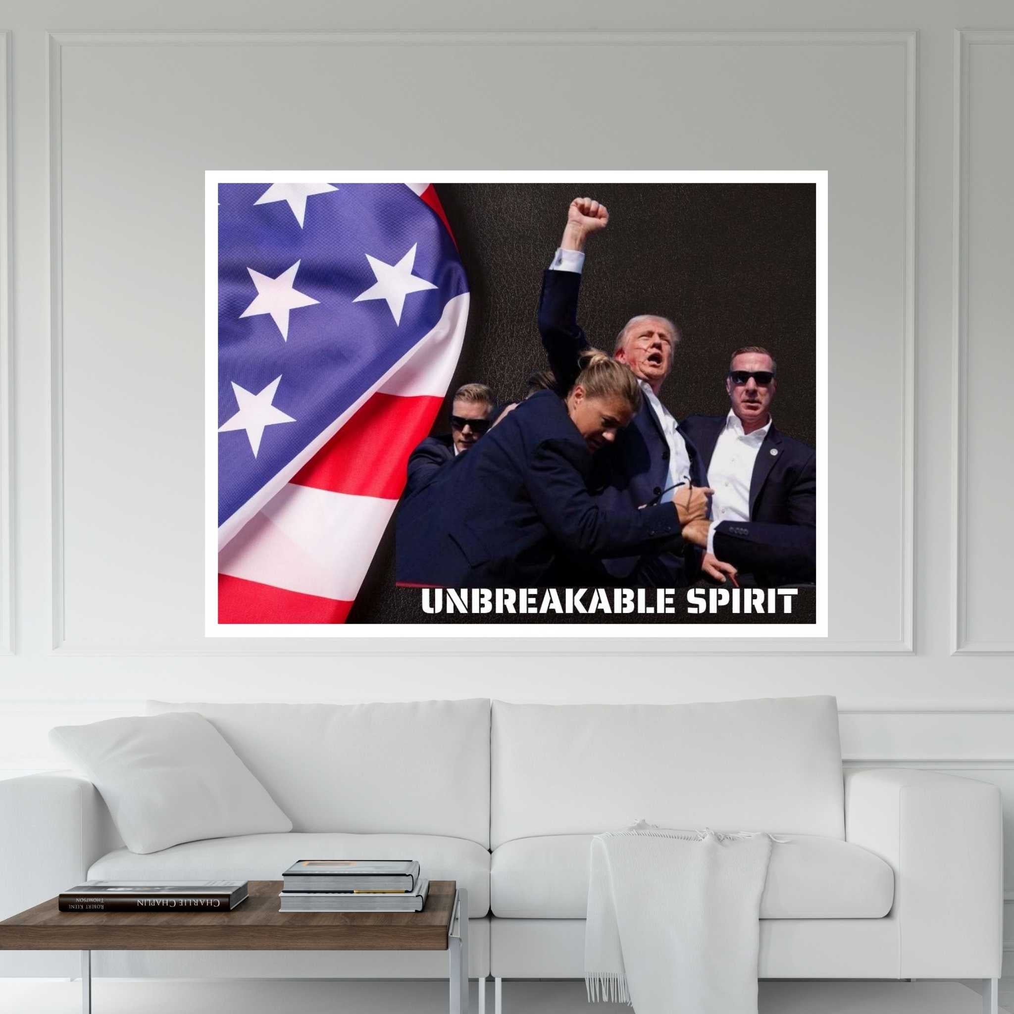 Trump Assassination, Patriotic Moment Canvas, American Flag Scene, Inspirational Wall Decor, Political Canvas Wall Art