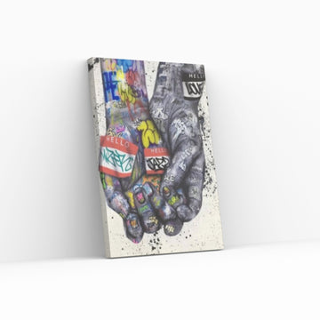 Couple Holding Hands Graffiti Painting, Love Wall Decoration, Graffiti Wall Art, Romantic Couple - Y Canvas