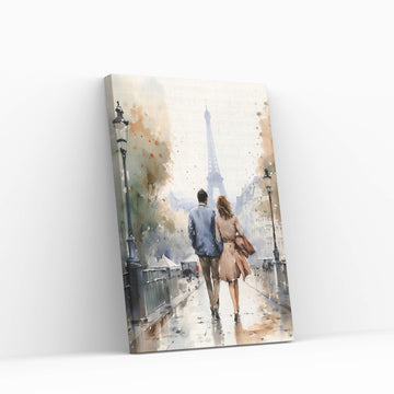 Love Walk in Paris Dear Couple, Man and Woman Canvas Wall Art - Y Canvas