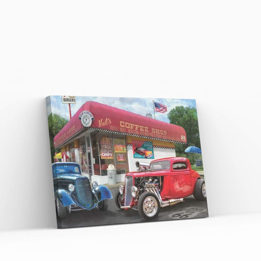 Val’s Nostalgic American Diner Canvas Wall Art - Y Canvas