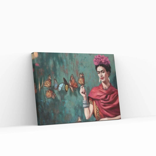 Frida Kahlo Printed, Colorful Printed, Frida And Butterflies Canvas Poster - Y Canvas