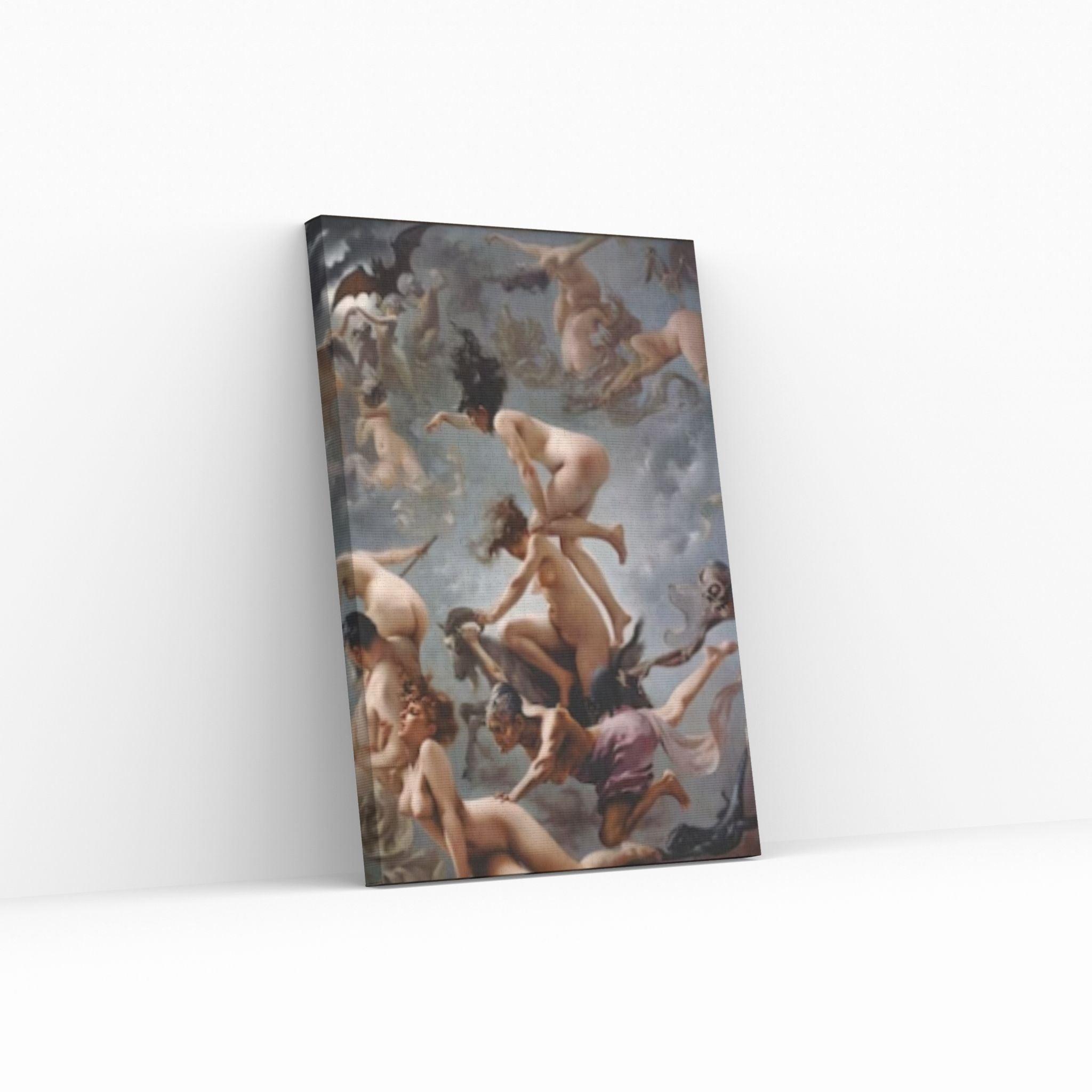 Large Witches Going to Their Sabbath Canvas Wall Art, Luis Ricardo Falero Print on Canvas - Y Canvas