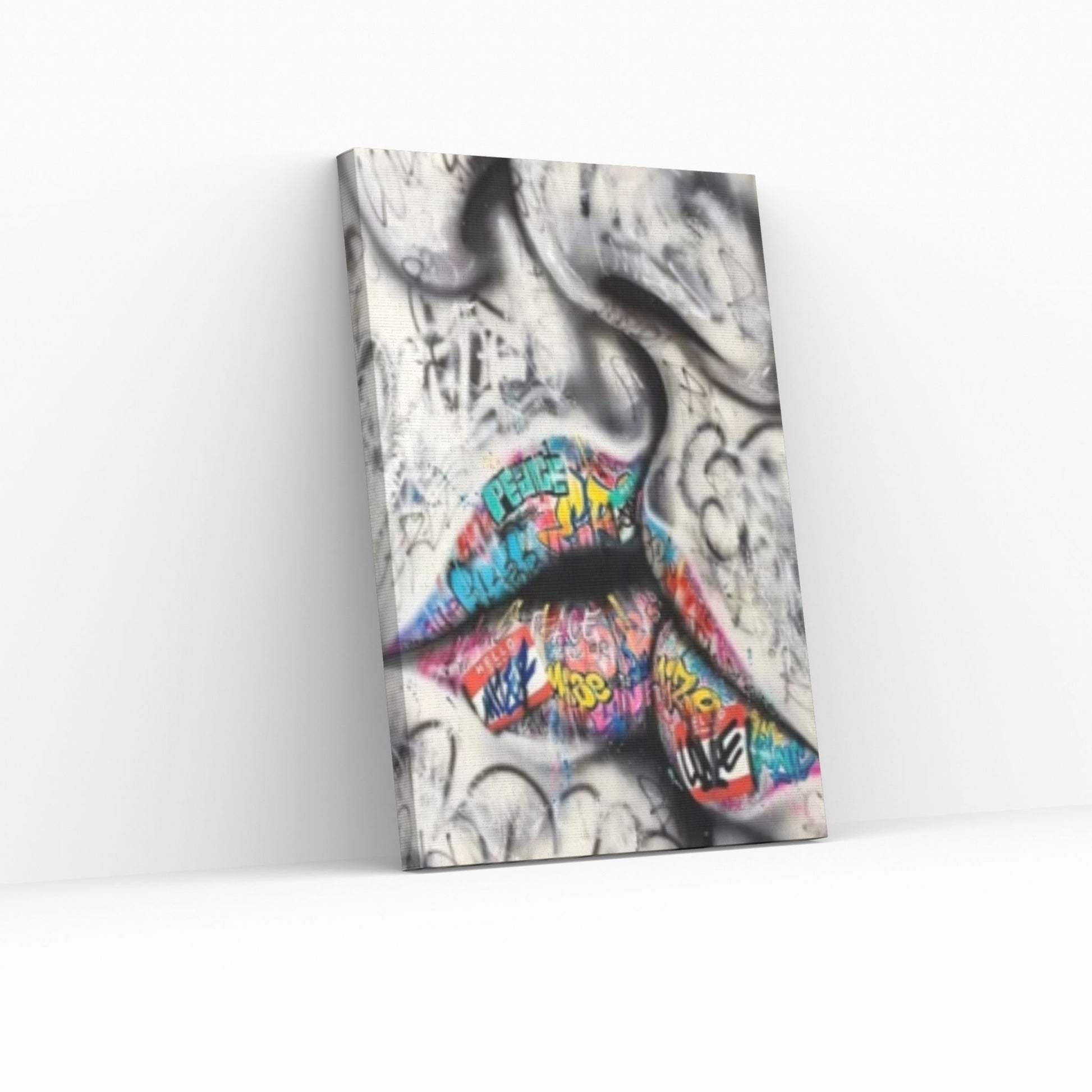 Kiss Graffiti Painting, Love Wall Decoration, Graffiti Wall Art, Romantic Couple - Y Canvas