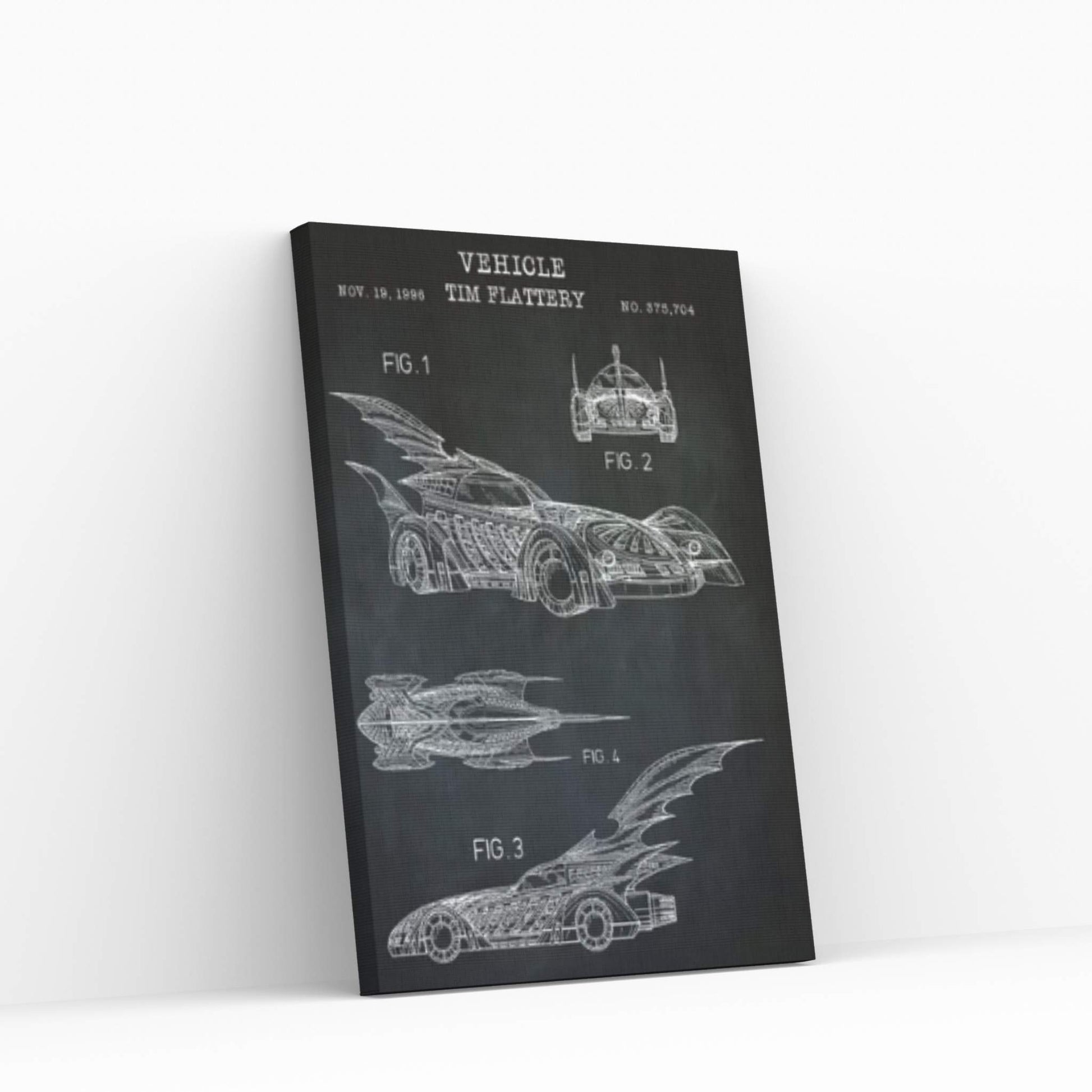 Batmobile II, Black Canvas Wall Art - Y Canvas