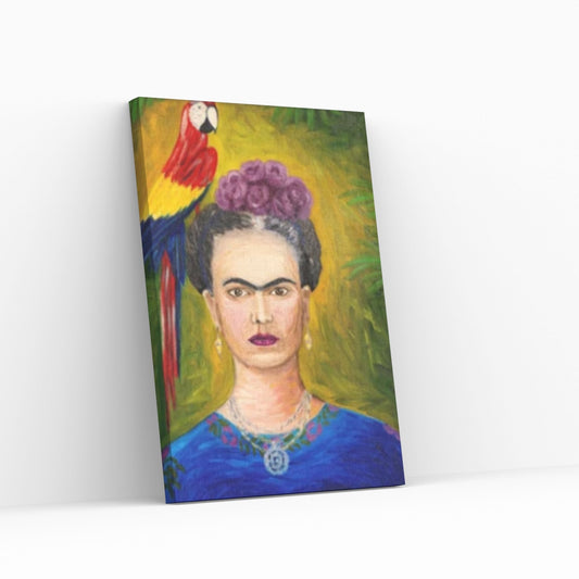 Frida Kahlo Art Canvas Wall Art, Holding a Cup of Tea & Cigarette Decoration - Y Canvas