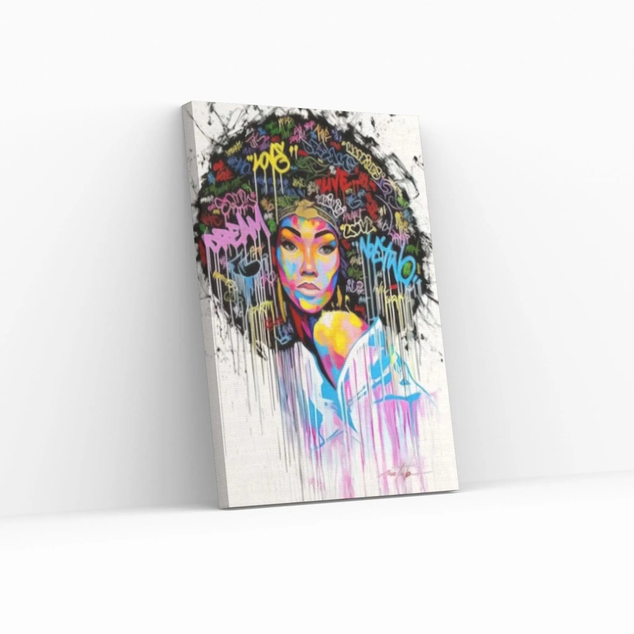 Banksy Poster, Colourful Canvas, Banksy Graffiti Art Print, African Woman Graffiti Wall Art, Famous Mural Quote Canvas Wall Art - Y Canvas