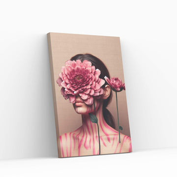 Woman Portrait Flower Head Canvas Wall Art - Y Canvas