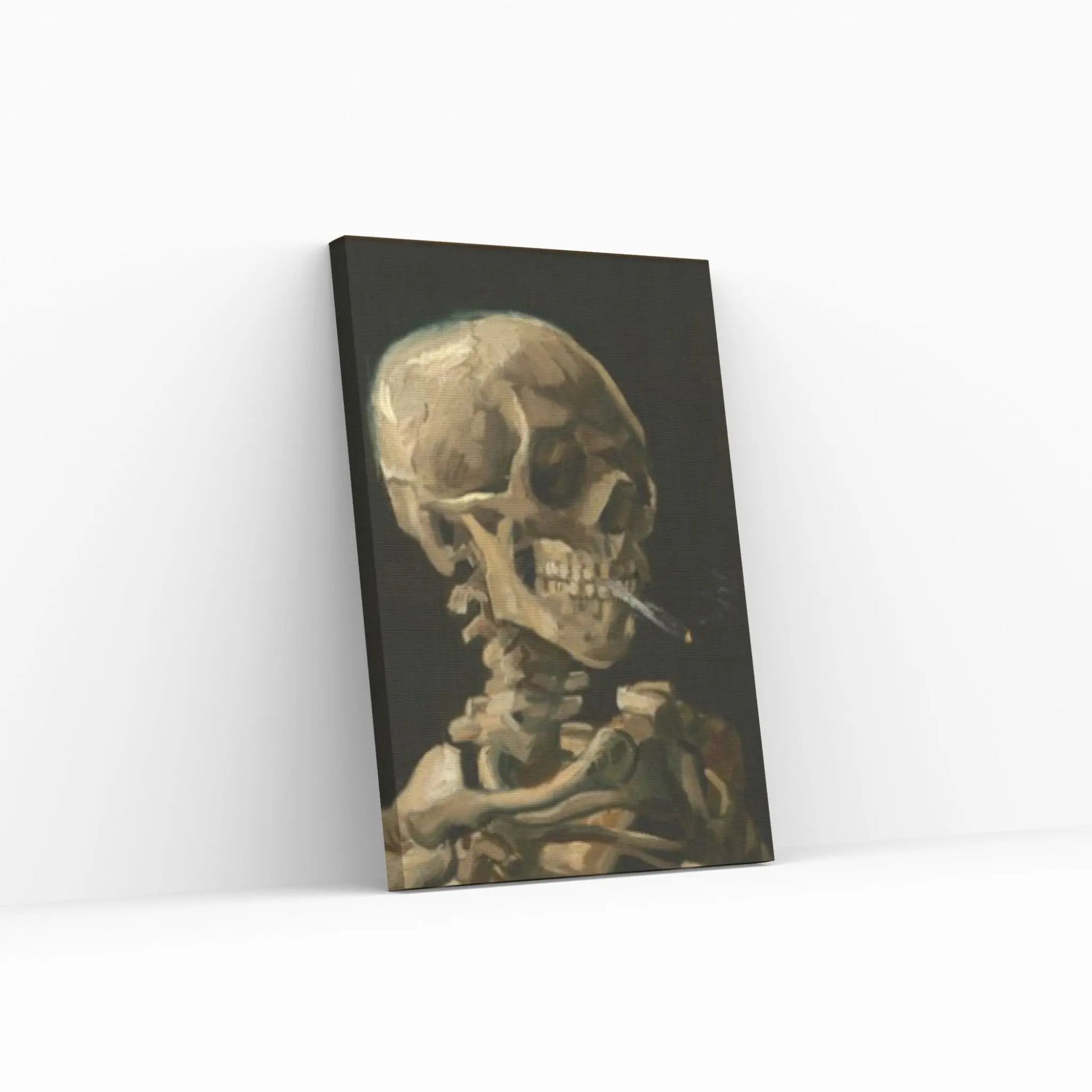 Vincent van Gogh : Skull of a Skeleton with Burning Cigarette Canvas Wall Art Print Poster - Y Canvas