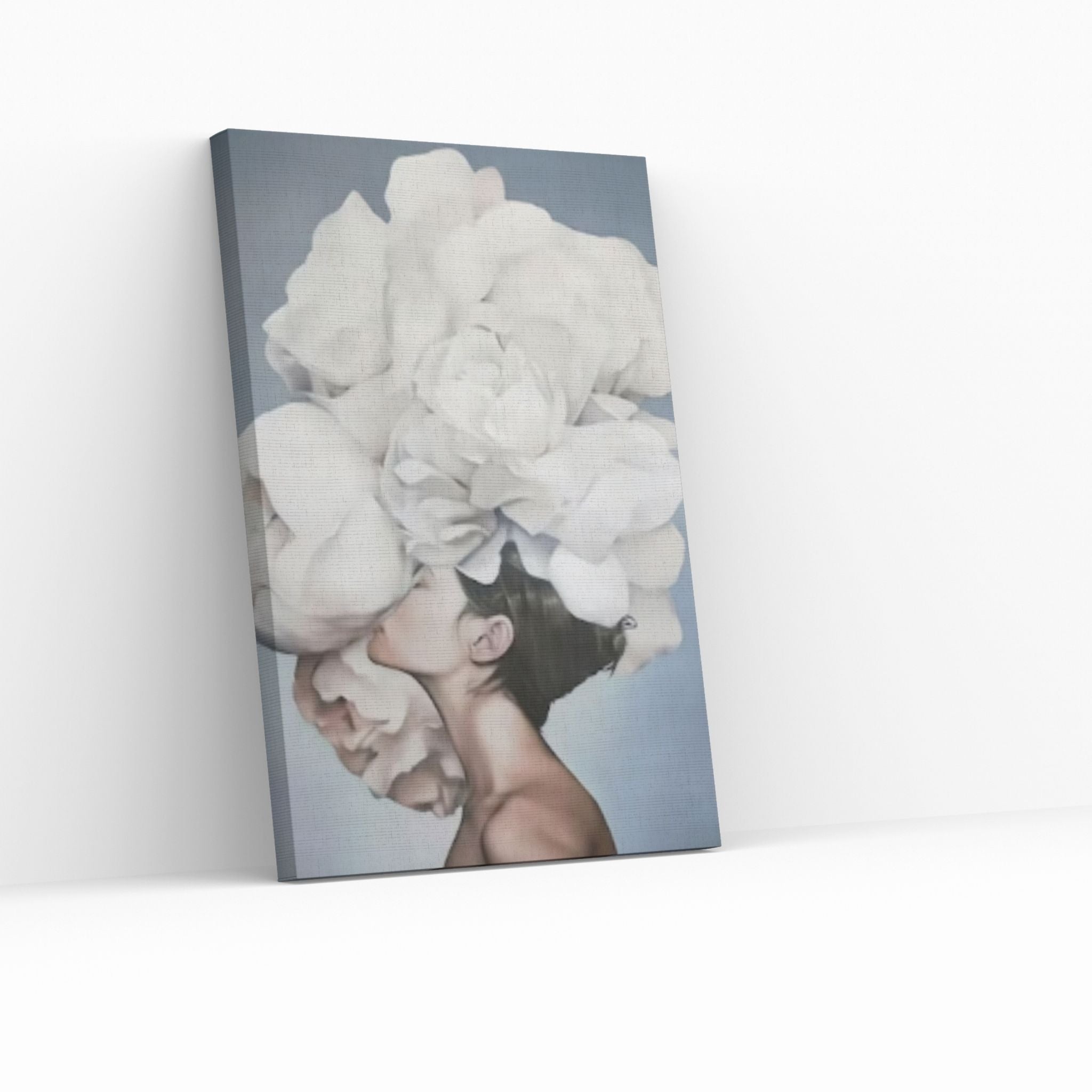 Woman and White Rose Canvas Art - Y Canvas