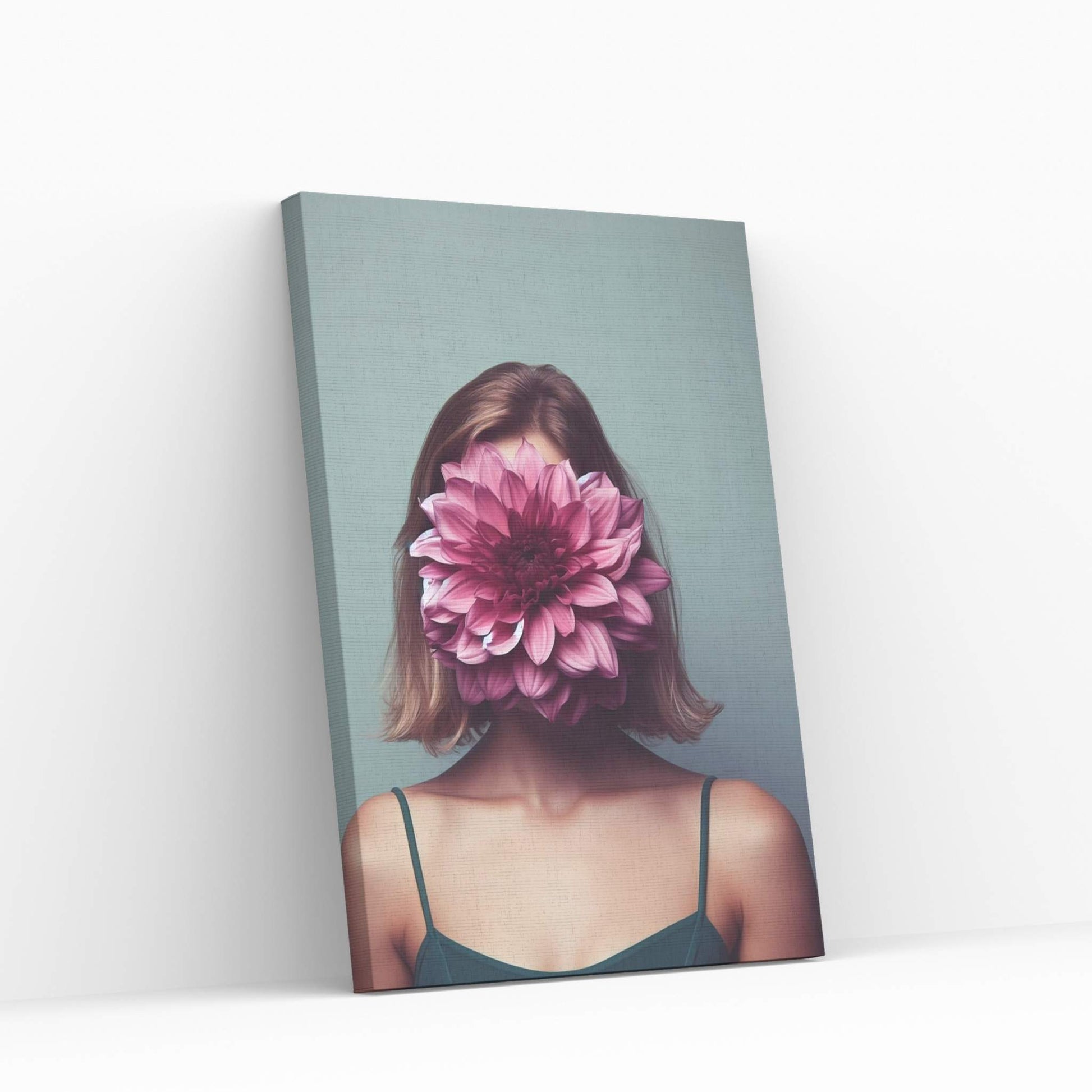 Woman Portrait Flower Head Canvas Wall Art - Y Canvas