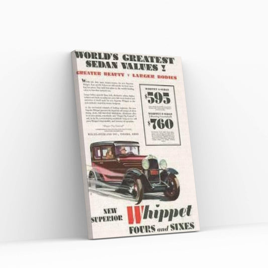 1929 Willys-Knight Magazine Advert Canvas Wall Art - Y Canvas