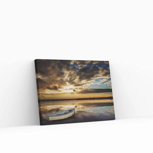 Sunset and Boat Canvas Wall Art, Home Decor Landscape Art Print - Y Canvas