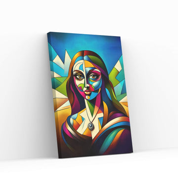 Modern Mona Lisa Picasso Style Reproduction Modern Abstract Canvas Wall Art - Y Canvas