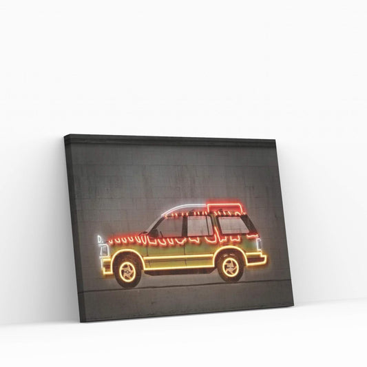 Jurassic Car Canvas Wall Art - Y Canvas