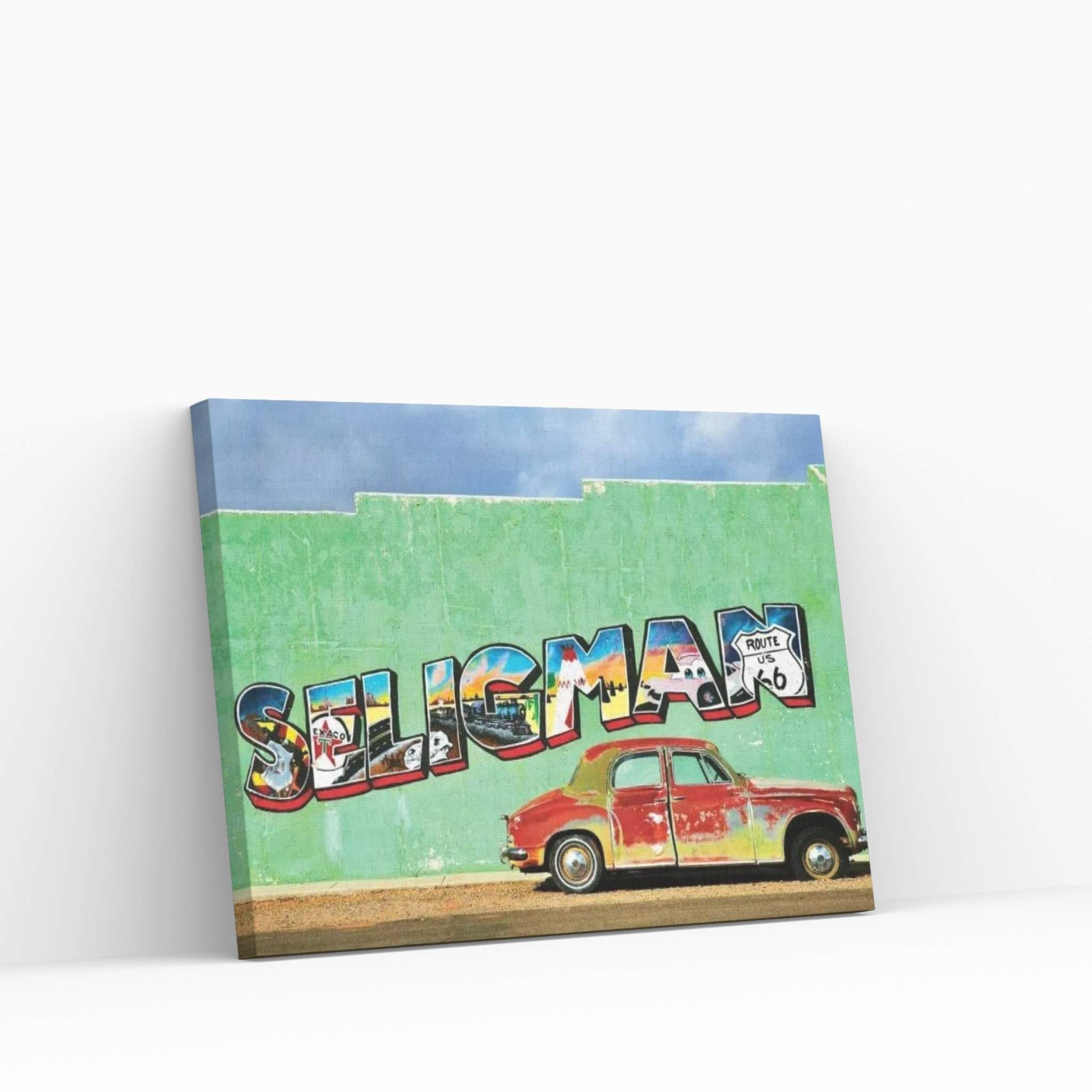 Vintage Seligman On Route 66 Canvas Wall Art - Y Canvas