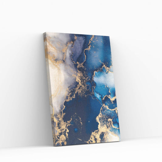 Abstract Blue White Gold Marble Canvas Wall Art Home Decor - Y Canvas