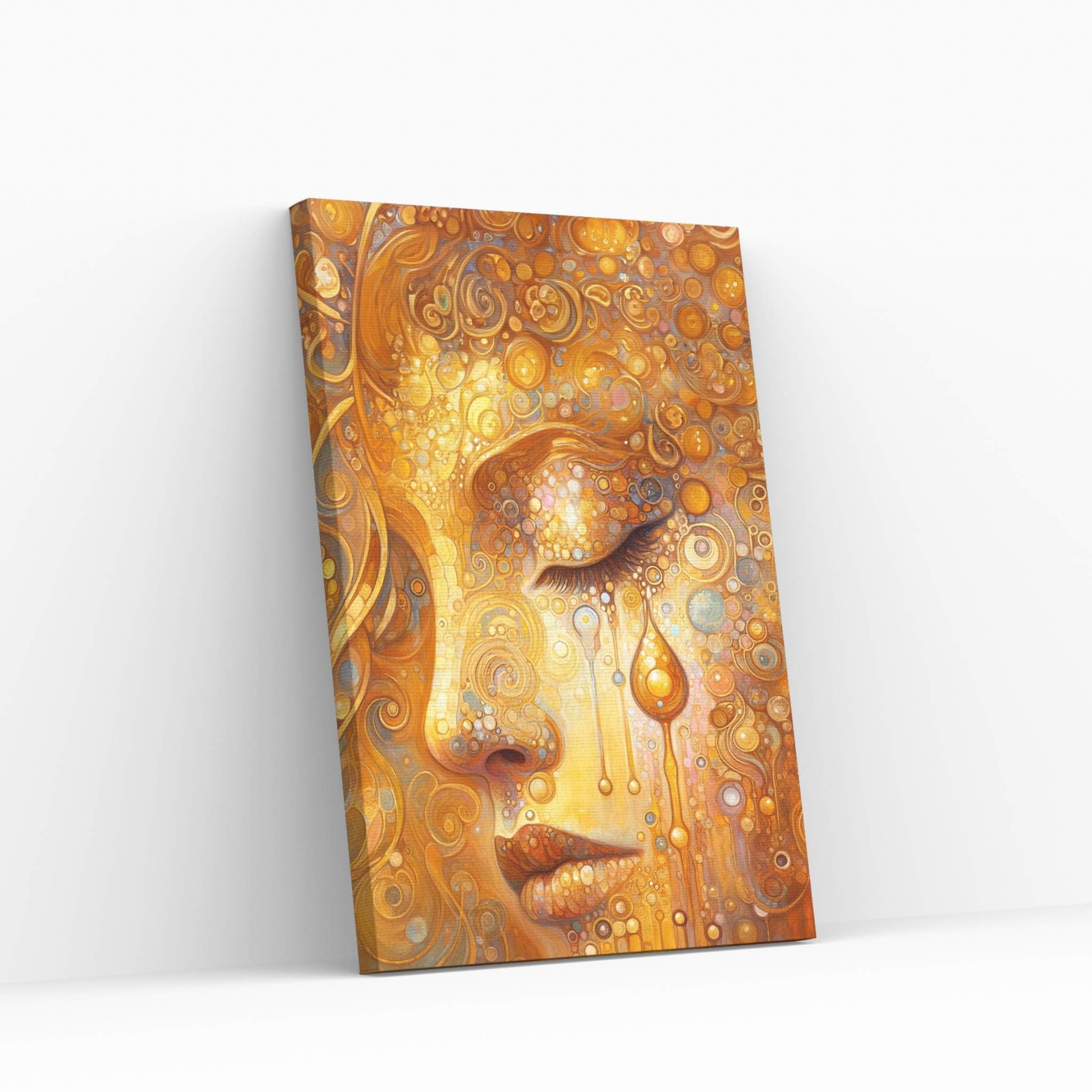 The Golden Tears Gustav Klimt Modern Abstract Reproduction Canvas Wall Art - Y Canvas