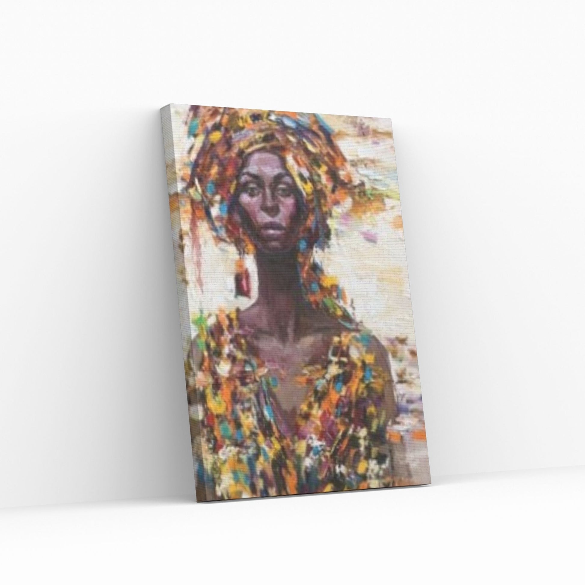 American Afro Black Woman Portrait, Afro Art,Canvas print, Colorful Wall Art, African Woman Makeup Wall Art - Y Canvas