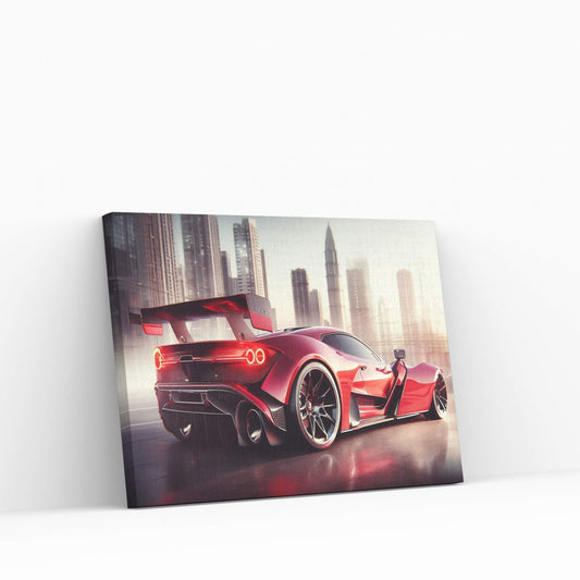 Red Sports Car Canvas Wall Art Decor - Y Canvas