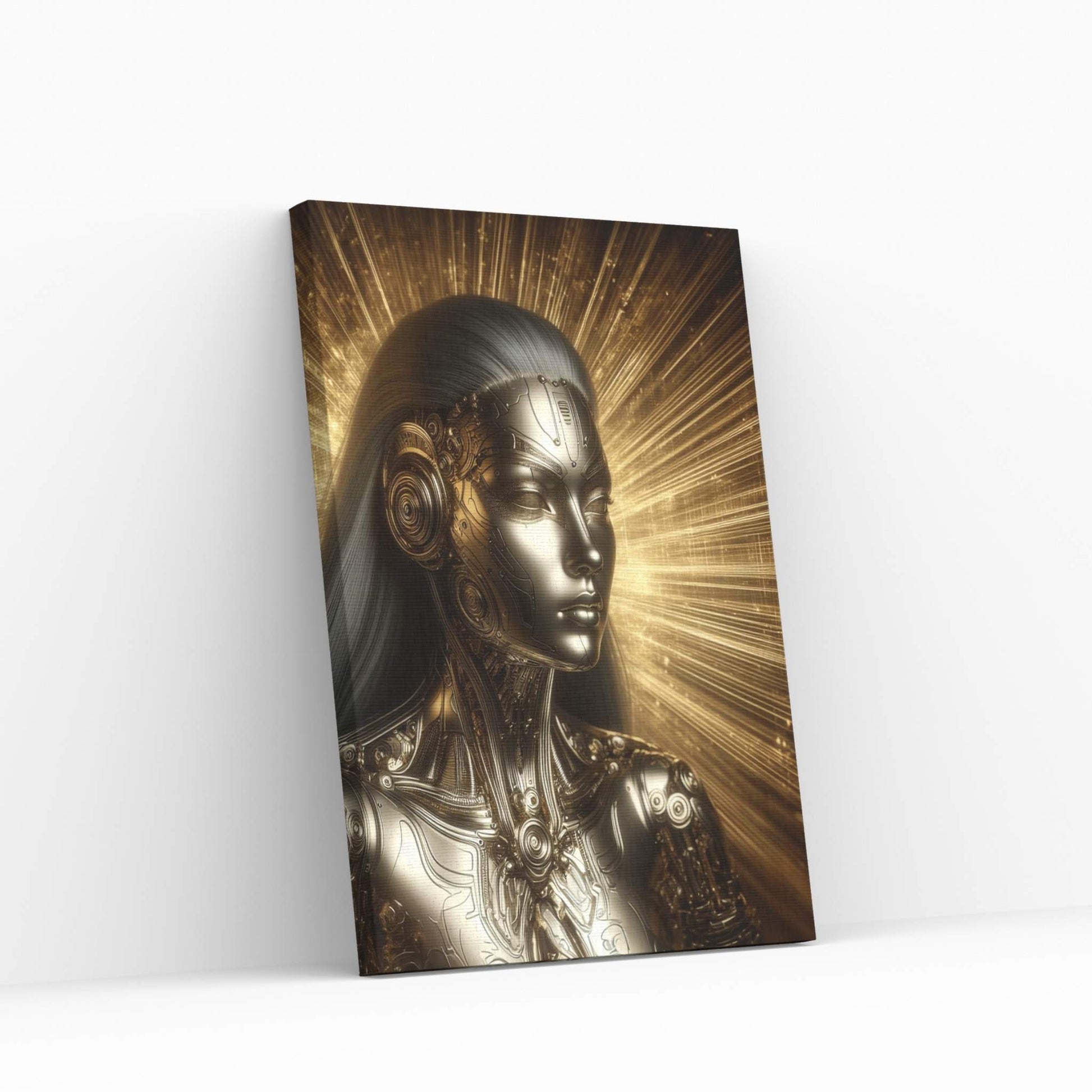 Gold Robotics Woman Canvas Wall Art - Y Canvas