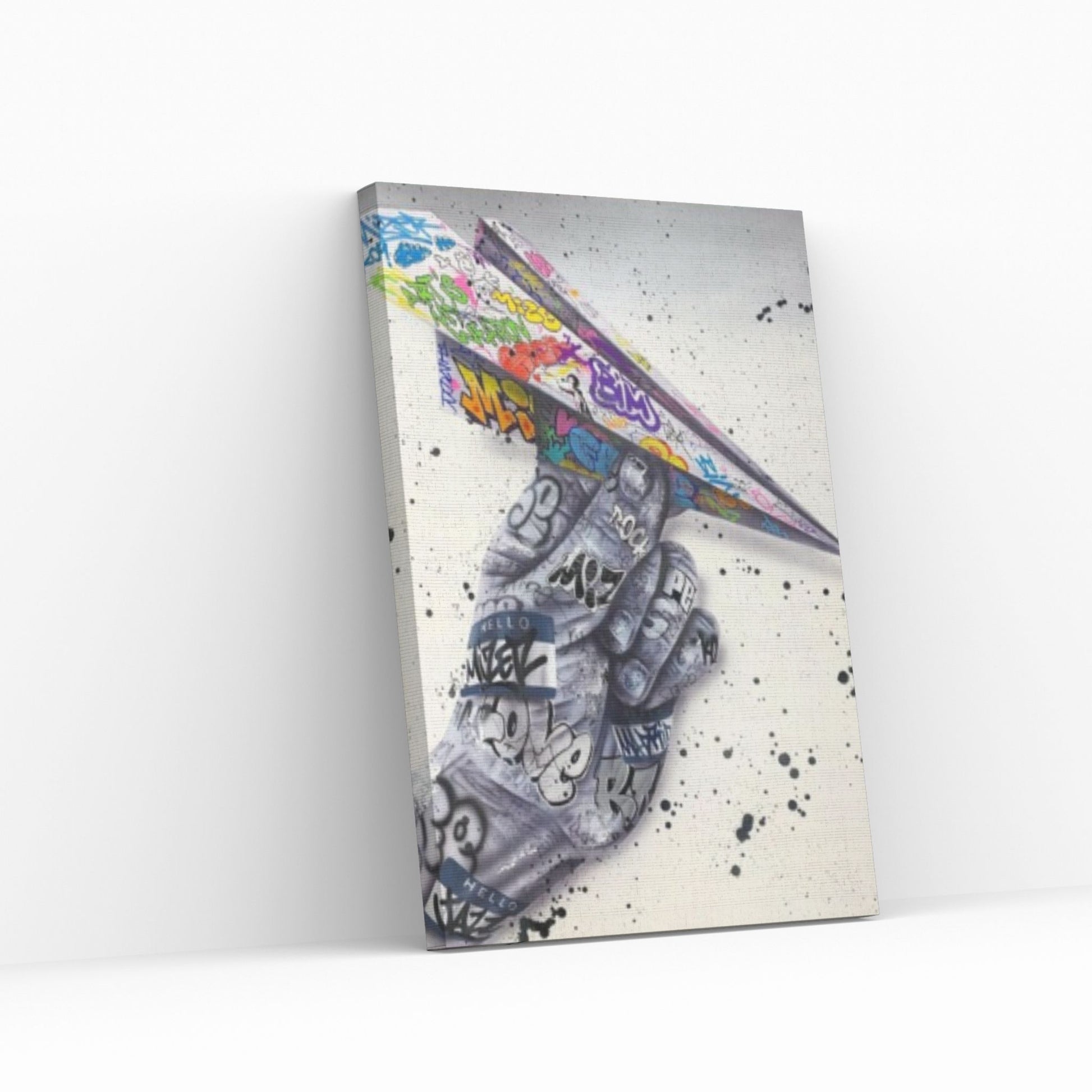 Banksy Graffiti Paper Plane Wall Art, Banksy Famous Mural, Street Graffiti Decor - Y Canvas