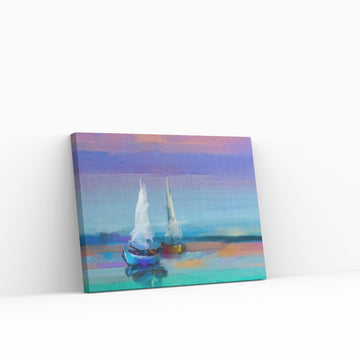 Colorful oil painting on canvas texture. Impressionism image of seascape paintings with sunlight background - Y Canvas