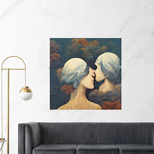 Rene Magritte Canvas Wall Art Poster, The Lovers Canvas, Rene Magritte the lovers Canvas - Y Canvas