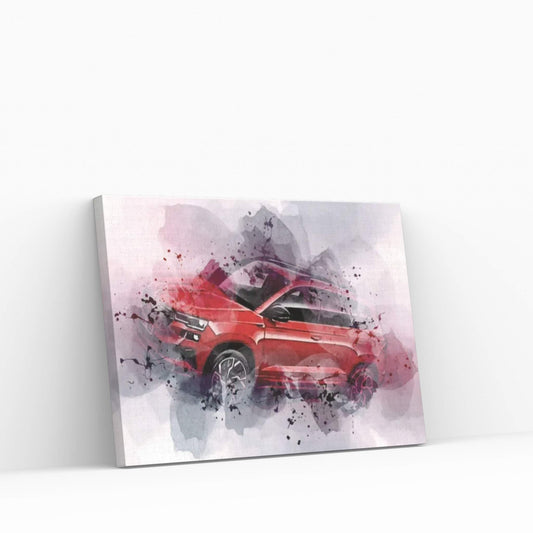 2022 Skoda Karoq Sportline Exterior Red Crossover Canvas Wall Art - Y Canvas