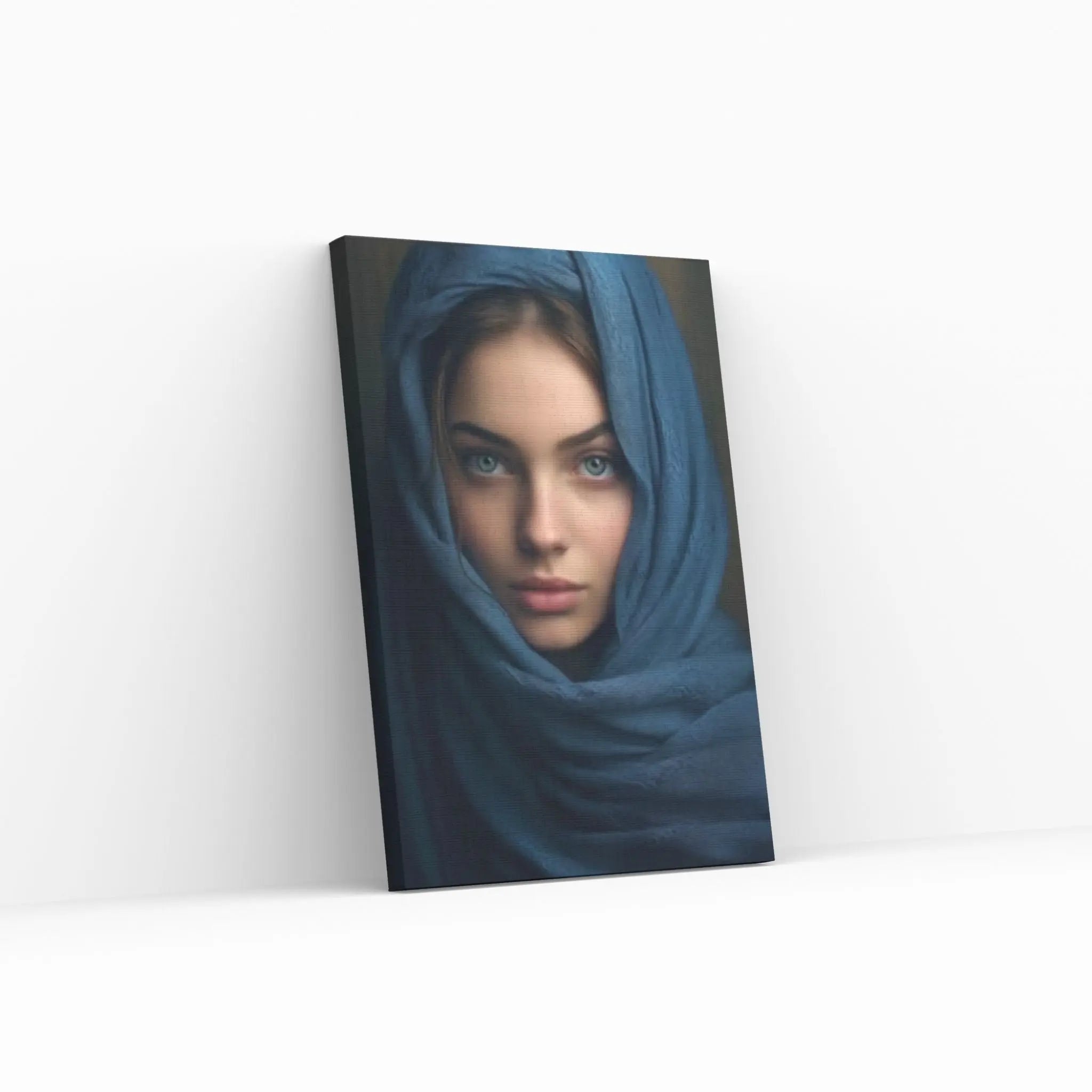 Woman Face Wall Art Print , Hijab Woman Framed Canvas, Muslim Woman Canvas, Islamic Wall Art, Islamic Holy Wall Art - Y Canvas