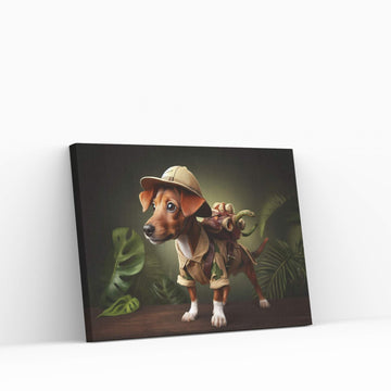 Adventurous Little Dog, Dog in the Forest Canvas Wall Art - Y Canvas