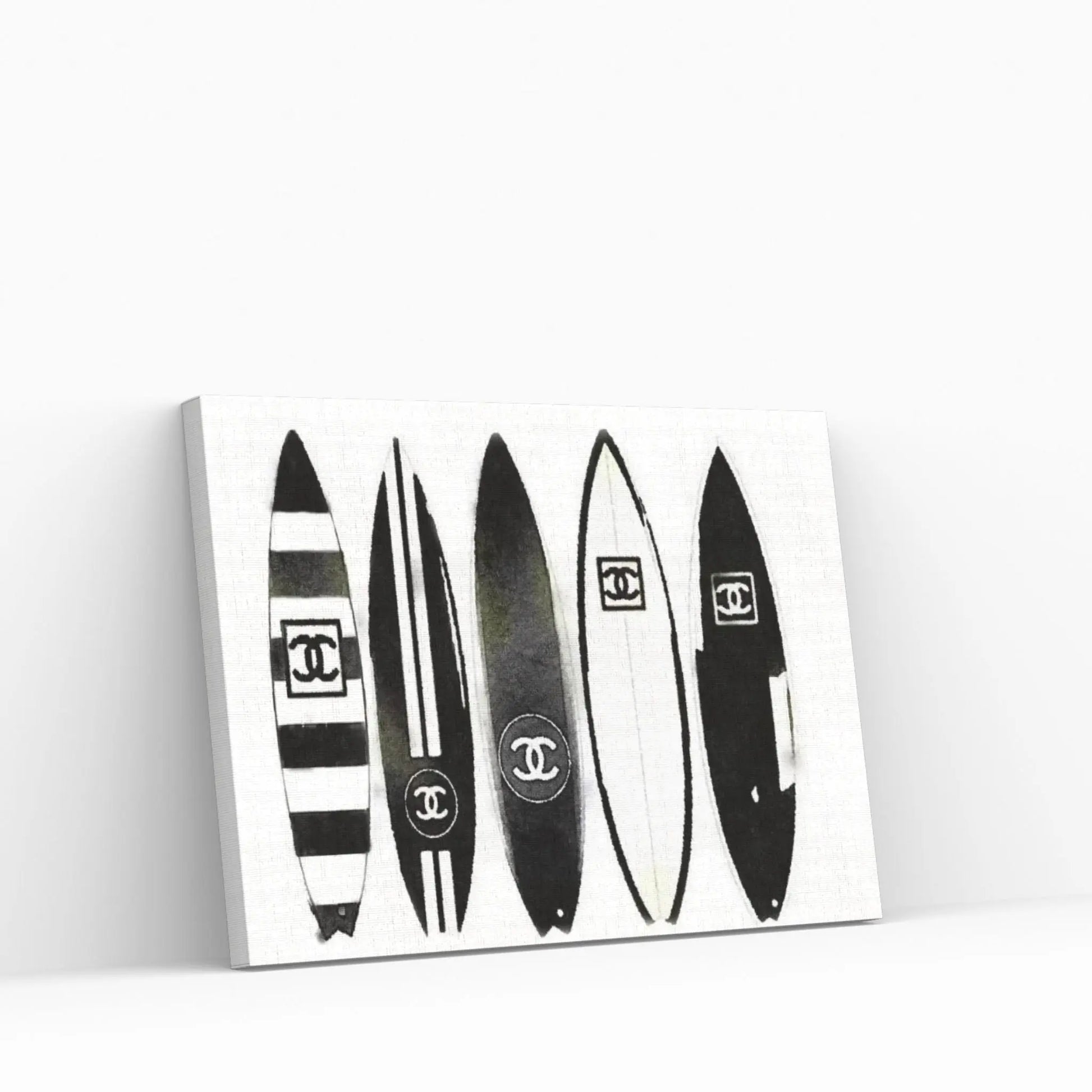 Surf Black & White Canvas Wall Art - Y Canvas