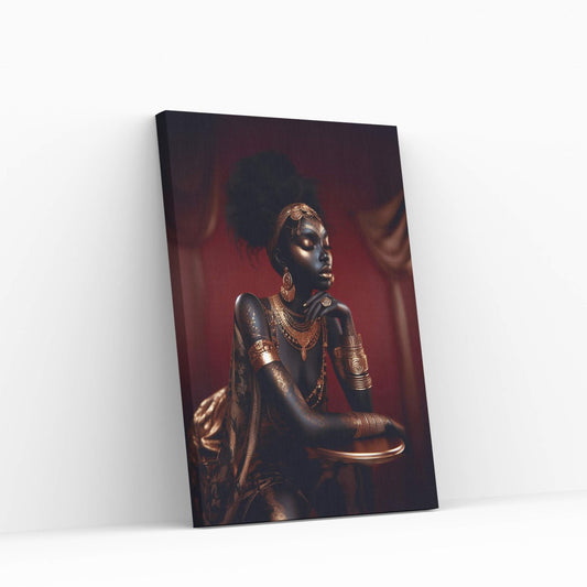 African Black Woman Gold Make-up Canvas Canvas Wall Art - Y Canvas