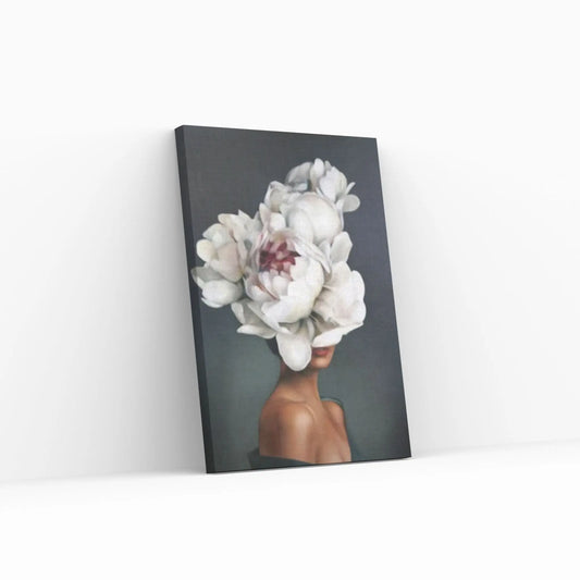 Flowers Feathers Woman With Flower Abstract Canvas Painting Wall Art Decorative Painting - Y Canvas