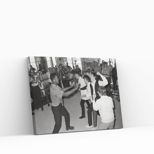 The Beatles in Ring with Muhammad Ali Canvas Wall Art - Y Canvas