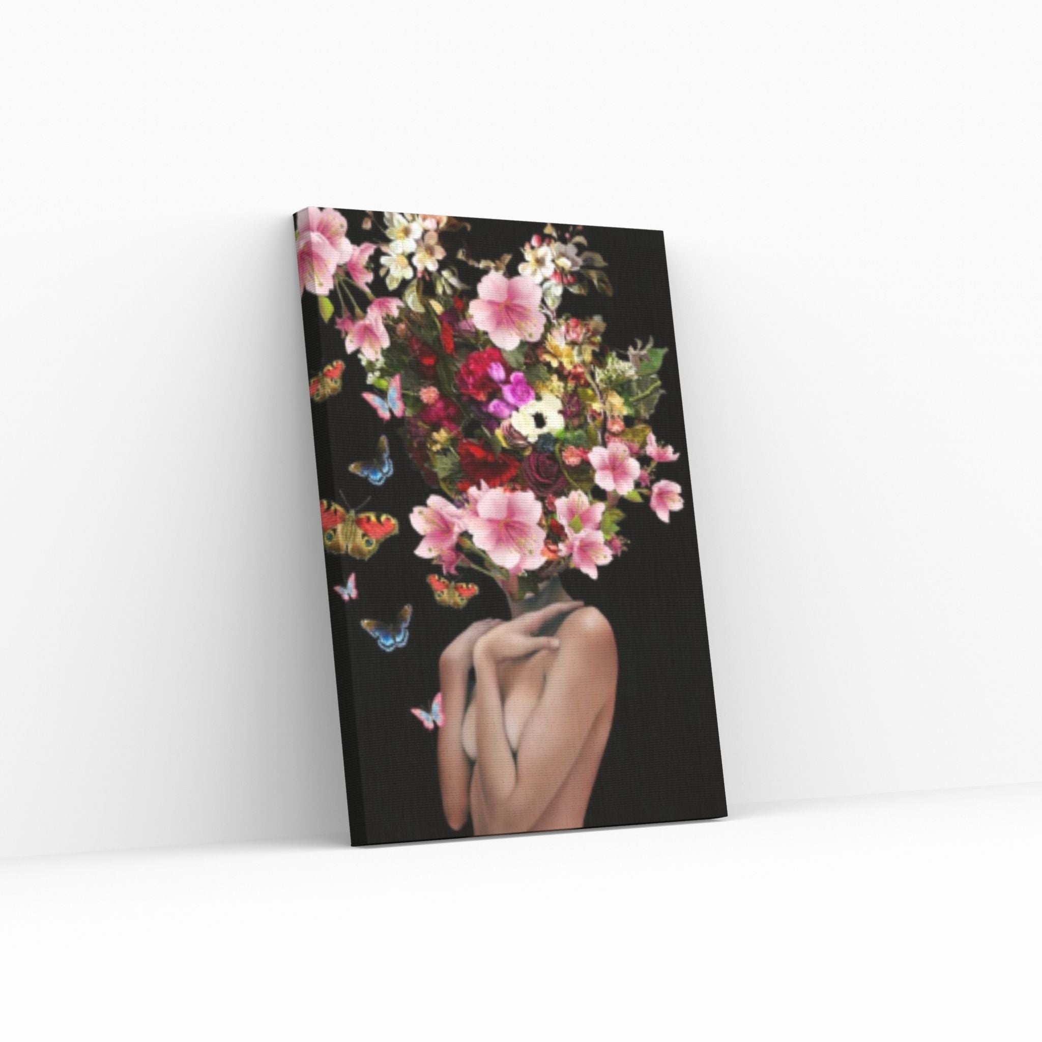 Woman and Colorful Rose Canvas Art, Blooming Woman Head, Floral Woman Art - Y Canvas