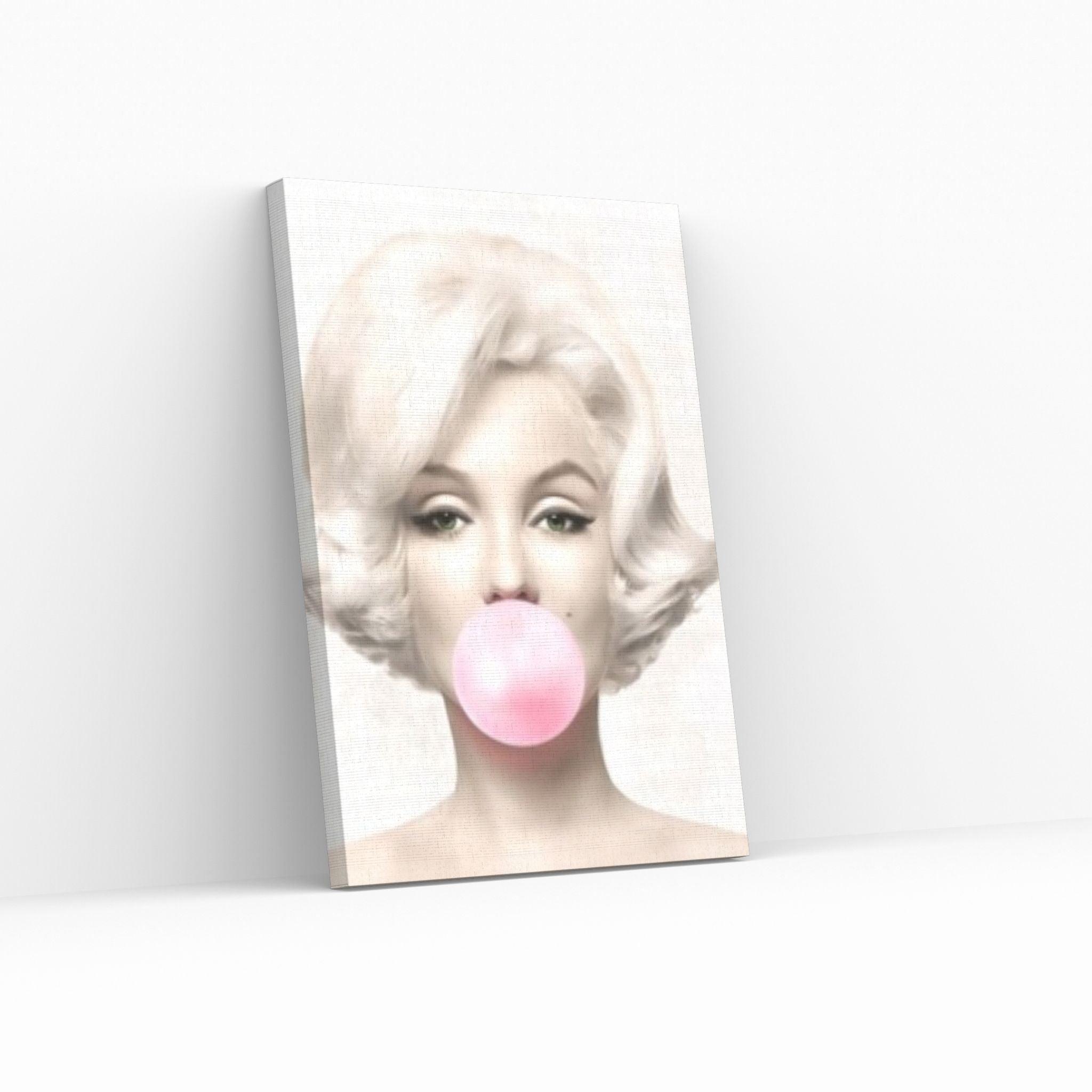 Marilyn Monroe Wall Art Canvas / Monroe Pink Bubble Gum Art Poster Canvas Wall Art - Y Canvas