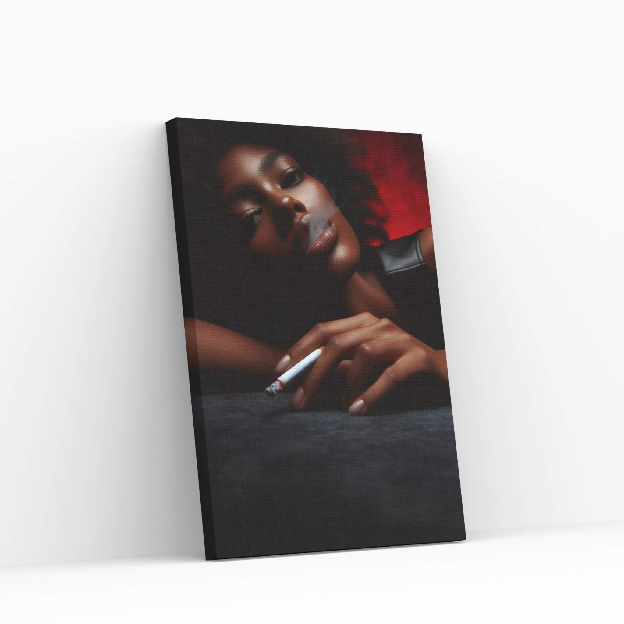 African Black Woman Smoking Canvas Wall Art - Y Canvas